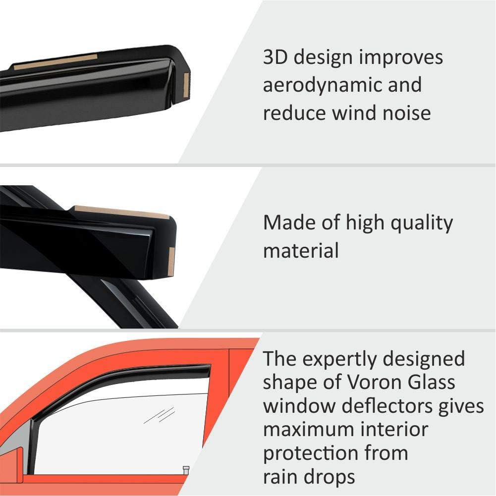 Voron Glass in-Channel Extra Durable Rain Guards for Dodge RAM 2002-2008 MegaCab, Window Deflectors, Vent Window Visors, 4 Pieces - 200691