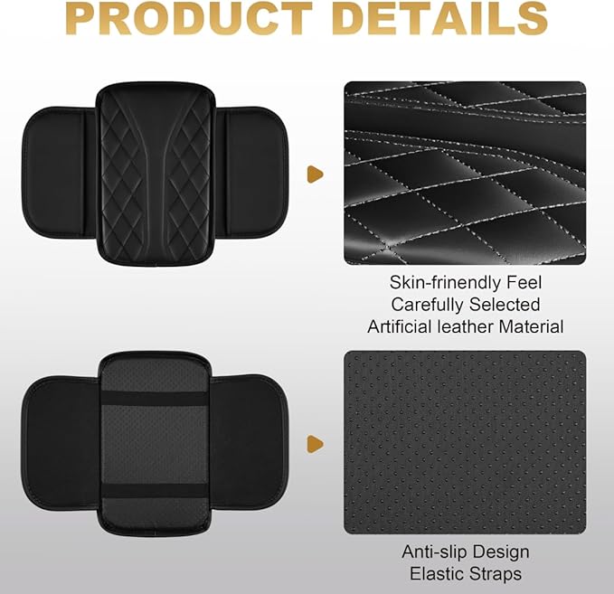Center Console Cover Fit for Highlander Scratch & Wear Resistant Waterproof Middle Console Cover with 2 Storage Bags(Black)
