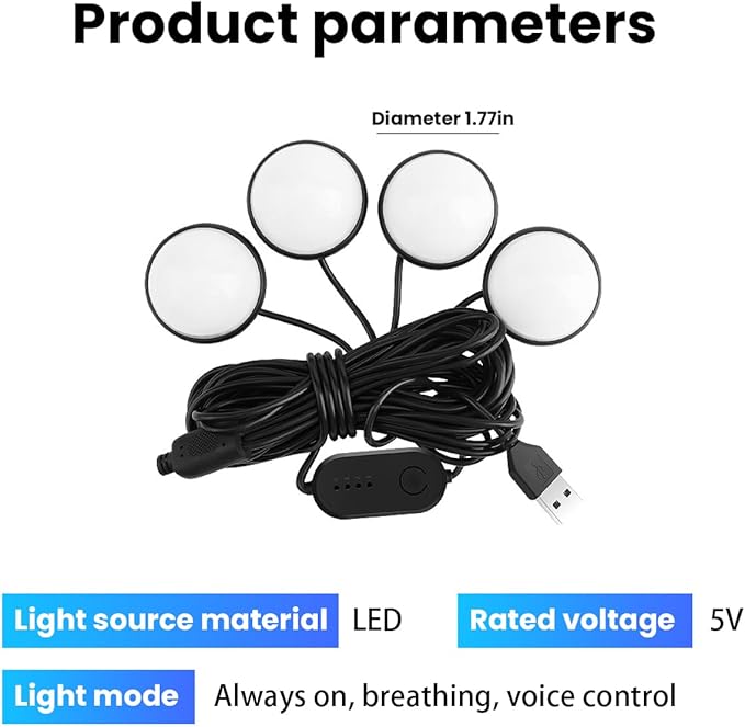 BESULEN Car Interior LED Lights, Automotive Ambient Neon Light Kit with USB Port, Car Accessories, Gifts for Men and Women, 4 in 1 Decoration Lights for Car, Garden, Home, Party（Ice Blue）