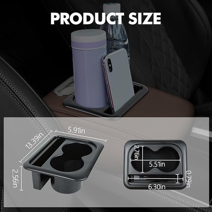 wuyaoyao Car Center Console Cover, 13.39"×8.27"×3.15" Leather Car Armrest Cover with Pocket & Tissue Box & Cup Holder, Multifunctional Auto Armrest Cushion Pad, Universal Car Accessories (Wine Red)