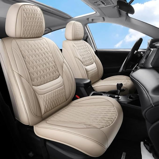 Car Seat Covers Full Set Custom Fit for Mercury Mountaineer 1997-2010 - Premium Faux Leather with Lumbar Support | Breathable, Waterproof, Anti-Slip, Durable (Beige,Full Set)
