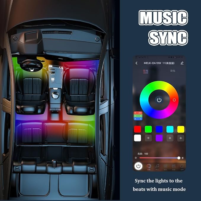 Smart Car LED Strip Lights, Led Lights for Car, 12V LED Lights Running Board Lights, Universal Multicolor LED Car Lights Kits Car Interior Accessories Fit for Truck Car SUV (Cigarette Lighter)