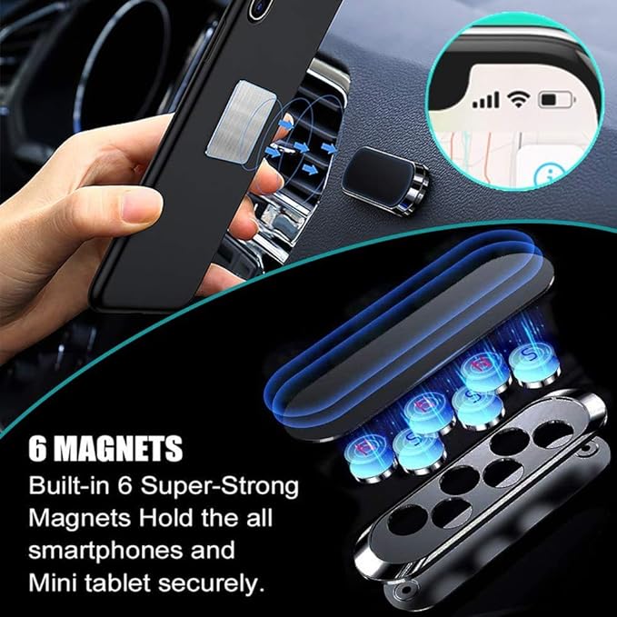 SALEX Flat Magnetic Phone Mounts 2 Pack. Black Cell Phone Holder for Car Dashboard, Wall, Truck. Universal Stick on iPad Wall Magnet Mount Kit for Tablets, Smartphones. Magnetic Phone Mount for iPhone