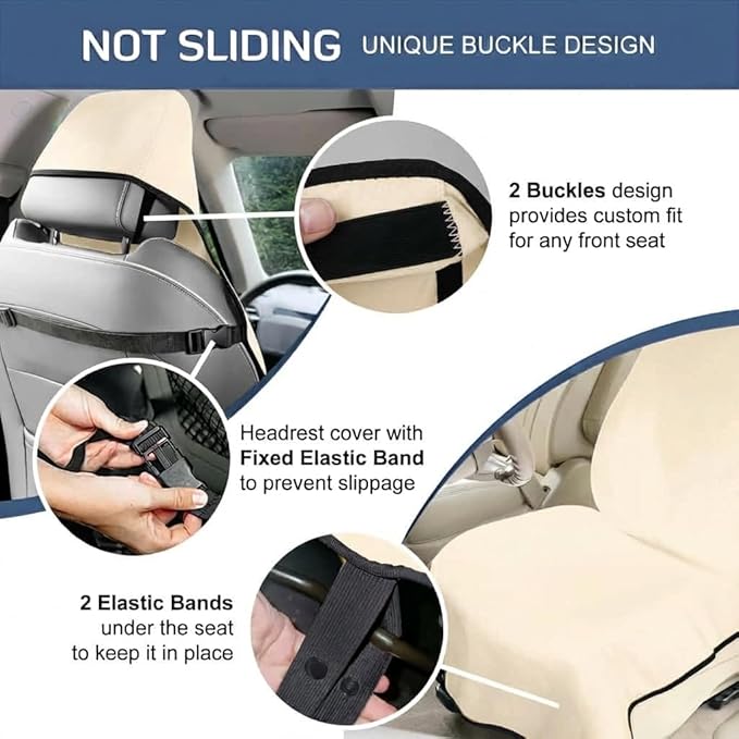 Car Seat Covers, 2PCS Premium Auto Seat Towel Fit Cars SUV Trucks, Ideal Gift for Active People Who Work Sweat Swim Run Beach, Tan