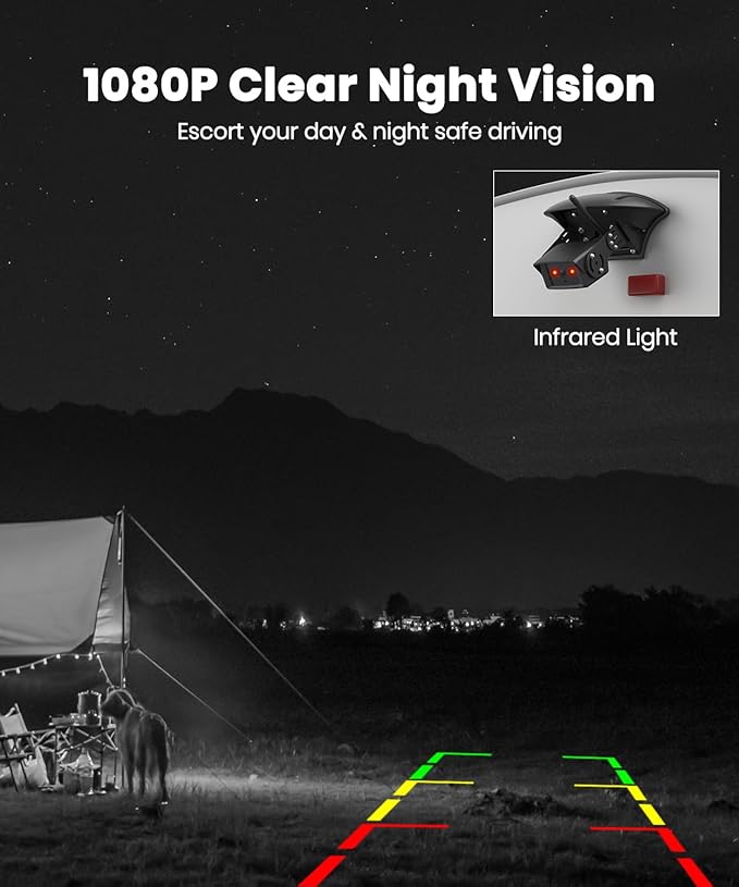 AUTO-VOX 7" Wireless RV Backup Camera Plug and Play: Pre-Wired for Easy Setup, Features 1080P HD, Night Vision, Wide Angle & Stable Signal for Trailers, Campers, Motorhomes