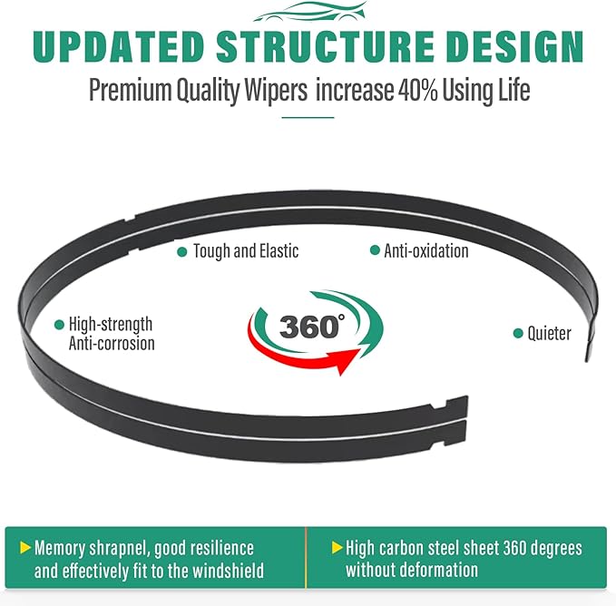 26" 18" 16" Windshield Wiper Blades Replacement for Honda Insight 2010 2011 Premium All Weather Front Rear Wipers Set - OEM Quality (Pack of 3)