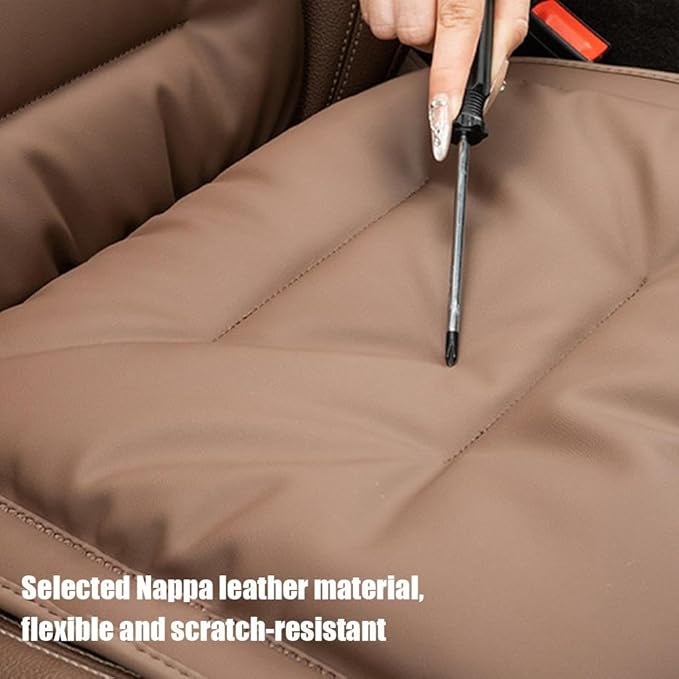 Skin-Friendly & Dirt-Repellent Leather Seat Cushions, 2026 Car Seat Cushion for Driving, 1.57" Thick Comfort Seat Protector, Universal Non-Slip Memory Foam Pad for Car (Orange, Backrest Cushion)