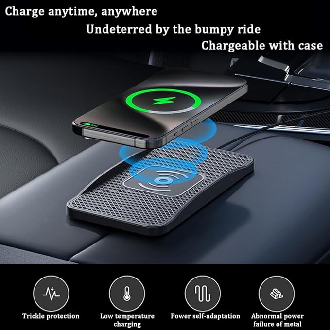 Wireless Car Charger Pad for Toyota RAV4 Prime 2021-2024, Type-C/USB 20W Car Wireless Charger Non-Slip Phone Charging Pad Car Accessories,B 30cm Cable USB Plug