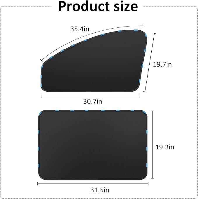 Car Curtains for Side Window - 4 Pcs Privacy Sun Shades Magnetic 100% Block Light Car Window Covers with Cooler Feeling (dexterous, 4pcs)