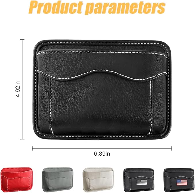 Moly Magnolia Car Seat Side Pocket Organizer, American Flag PU Leather Storage Bag, Pen Phone Holder Tray Pouch Seat Gap Filler, Interior Accessories for Auto Door Window Console (Gray)