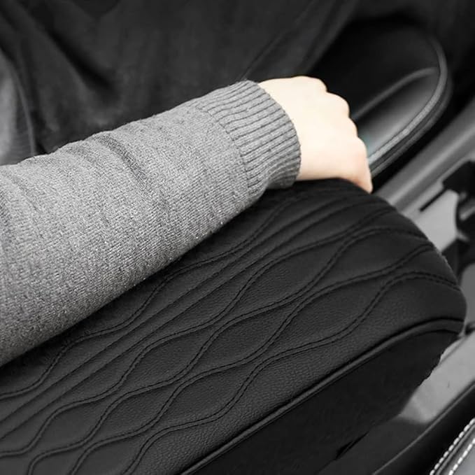 Leather Car Armrest Box Pad, 2025 Upgrade Universal Auto Arm Rest Cushion Memory Cotton Armrest Box Pad, Car Center Console Cover for Most Vehicle, Car Accessories (#7)