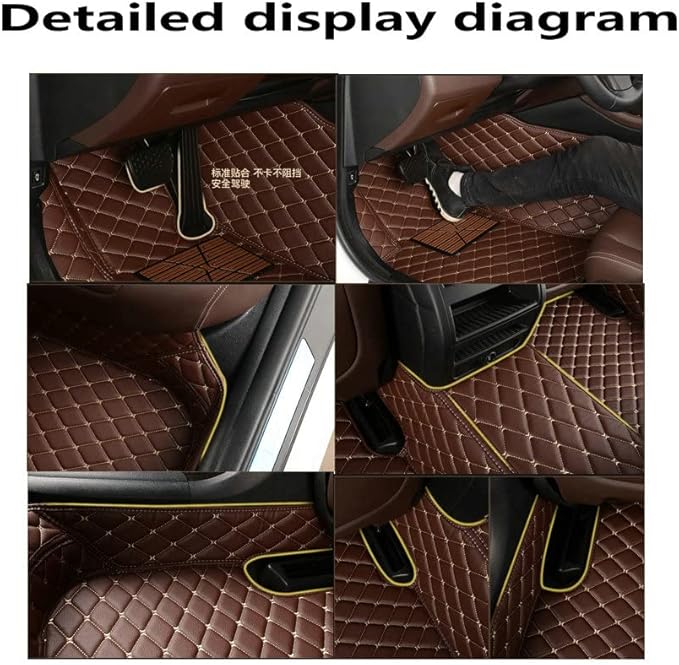 KaiLaiCarCustom Automotive Car Floor Mats for 99.99% Sedan SUV Sports Car Men Women Protection Full Coverage Pads Anti-Slip Leather Floor Lining (Black Beige Strip, B- Long Stripes)