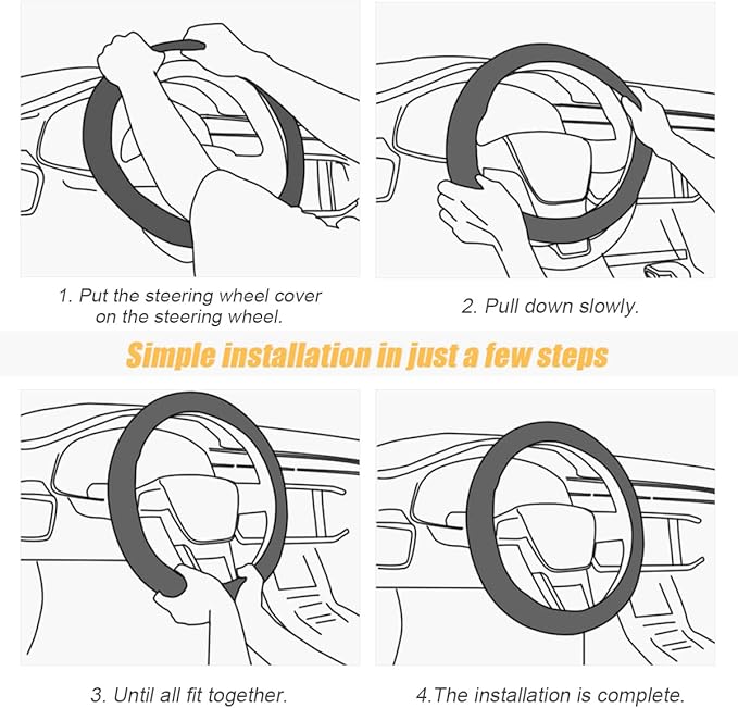Car Steering Wheel Cover, Microfiber Breathable Ice Silk Leather Steering Wheel Cover Soft Anti-Slip Safety, 15inch Four Season Universal Fits for Most Truck,SUV,Cars (Red)