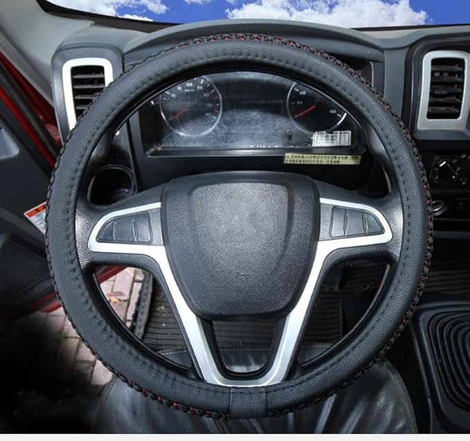 15" 16" 17" 18" 19" 20 Inch Ice Silk Ventilation Multi-Style Comfy Grip Steering Wheel Cover for Truck, Bus, Big Rig Trucker,SUV， Anti-Slip Design 15-20 Inch (Black, 18 inch)