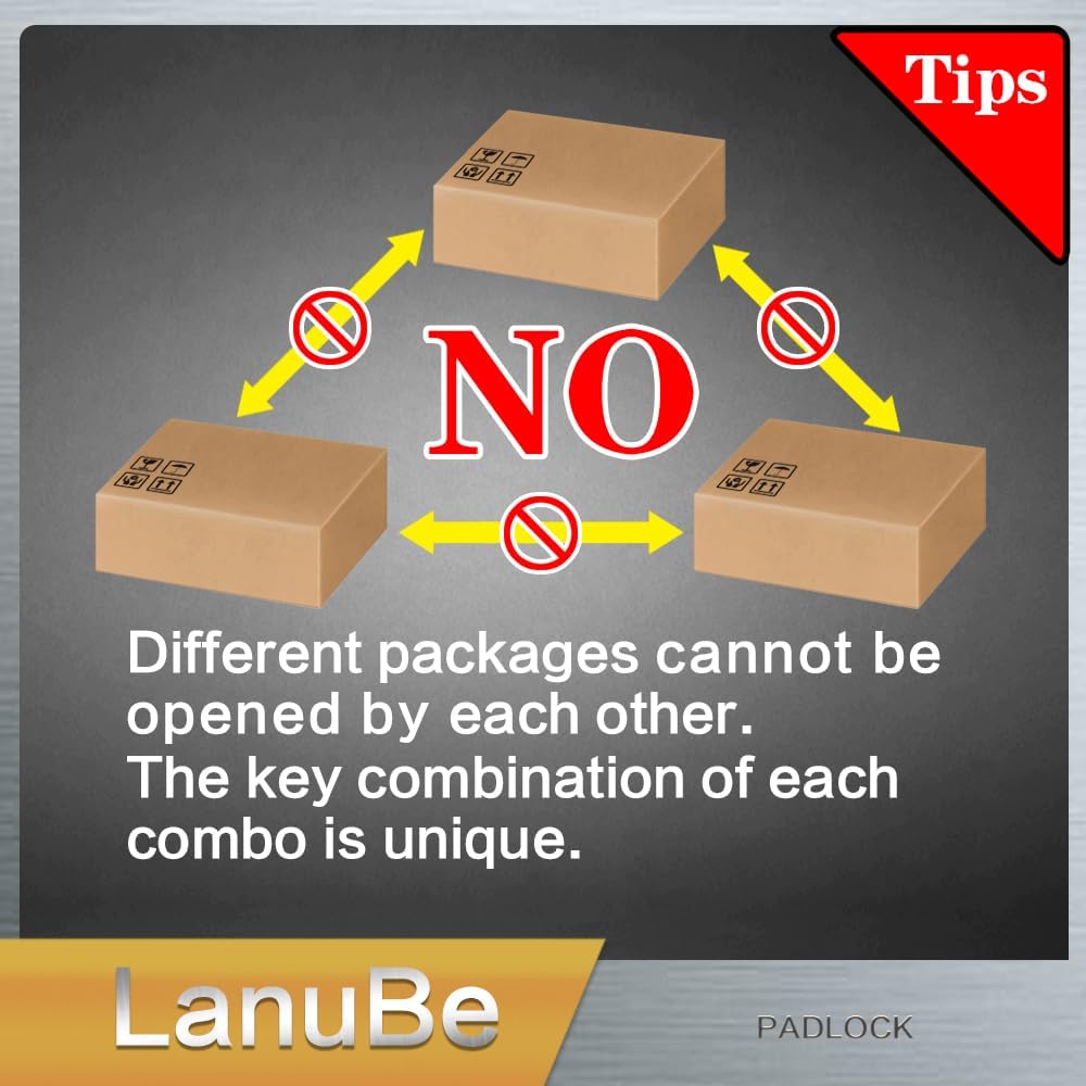LanuBe Lock Laminated keyed Padlock (1-9/16", 40mm), keyed Alike Locks, Normal Shackle,Marked Black Plastic Hoop, Pack of 48