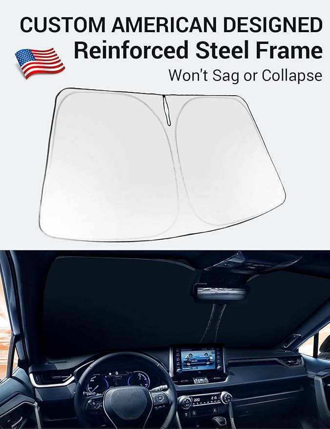 Proadsy Windshield Sun Shade for Jeep Gladiator 2020-2026 Foldable Front Sunshade Protector Sun Visor Blocks UV Rays Keep Car Cooler Accessories