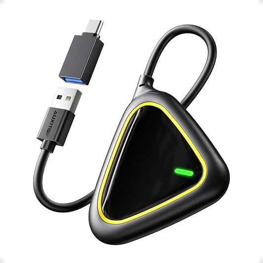 2027 Mini CarPlay Wireless Adapter for Apple, Upgrade Factory Wired Carplay to Wireless CarPlay Adapter, No Latency for iPhone iOS 10+ and Cars from 2015+, USB & Type-C, Plug & Play