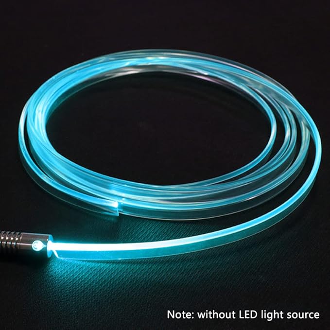 Super Bright MMA Plastic Optic Fiber Side Glow Unibody Band Edge Cable Car LED Illumination Optic Fiber Band Car Interior Atmosphere Lights (19.69ft)