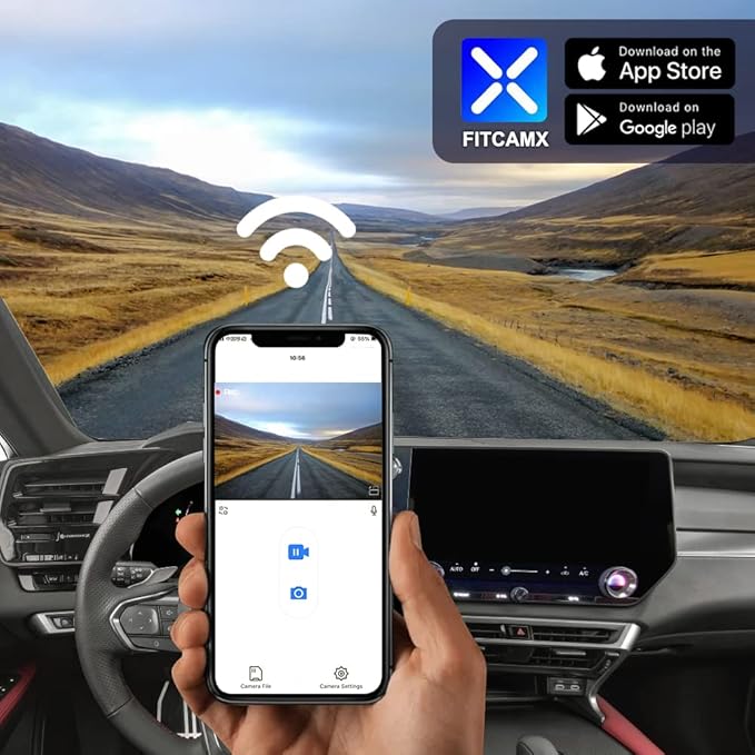 Fitcamx Front 2K+Rear 1080P Dash Cam Adapts for Lexus RX 350 2023-2026 & RX Hybrid 350h 450h 500h, Integrated OEM Look, Dual HD Video, WiFi & APP, Loop Recording, G-Sensor, Easy to Use, 64GB Card
