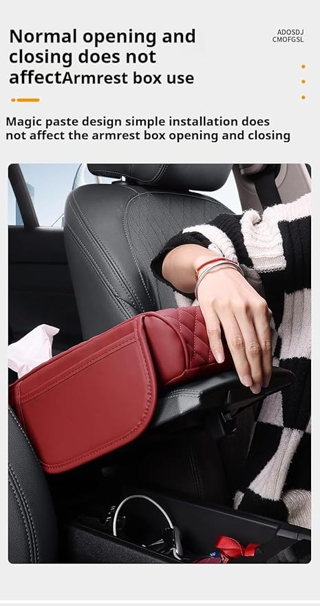 Center Console Cover Arm Rest Cover Leather Car Armrest Box Pad with Pocket Tissue Box Hole Auto Armrest Cover Cushion for Car Sedan Vehicle (Brown)