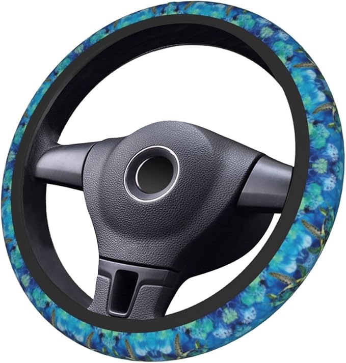 Sea Turtle Cute Steering Wheel Cover Non-Slip Breathable Sweat-Absorbent Suitable for SUV Van Truck Car Universal Protection Accessories 15 Inch Suitable for Women Men