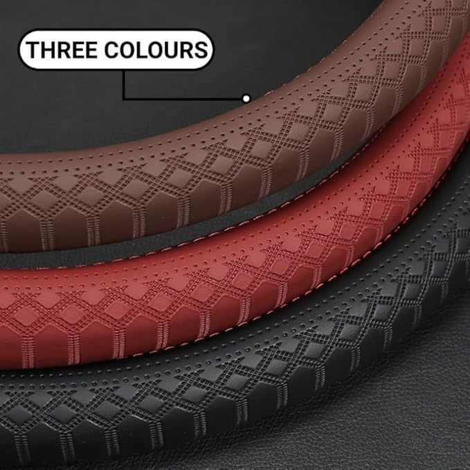 Car Steering Wheel Cover Rubber Inner Ring All Car Universal Four Seasons Universal Thin Fiber Leather Anti-Slip 16 17 18 19inch for Truck (17inch, Brown)
