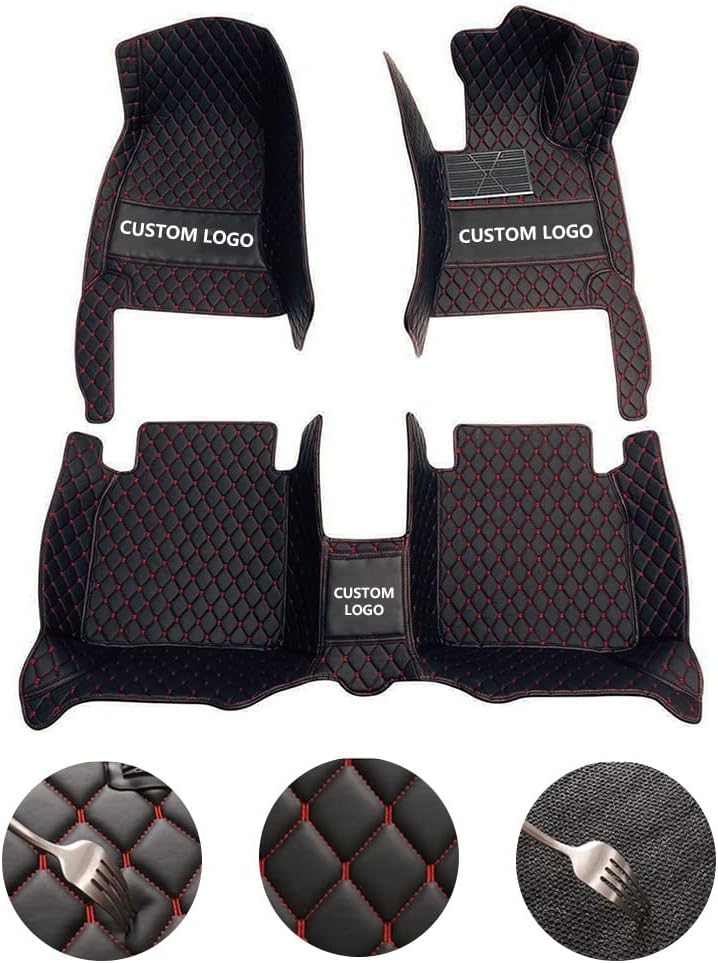 Custom All-Weather Protection Leather Car Floor Mats for Cars Sedan SUV Sports Car Waterproof Floor Mat (Light Brown)