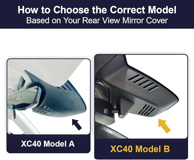 Fitcamx 2K Dual Dash Cam Suitable for Volvo XC40 & XC40 Recharge B4 B5 T4 T5 P8 (Model B), OEM Style, Front 1440P+Rear 1080P HD Video, Loop Recording, WiFi & APP, G-Sensor, Easy to Use, 64GB Card