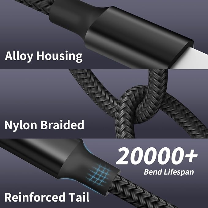 Dual Type-C Ports 4 in 2 Multi Charging Cable, Travel Cruise Essentials USBA/C Charging Cords for Multiple Devices, Phone Charger Cord for iPhone17-12/Androids/Pad and More, Car Charger(2Pcs, 5FT)