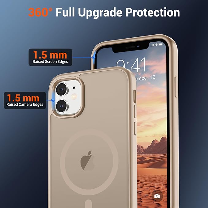 SUPFINE Magnetic for iPhone 11 Phone Case(Compatible with MagSafe)(Military Grade Drop Protection) Slim Translucent Matte Shockproof with Anti-Fingerprint Phone Case,Desert Gold