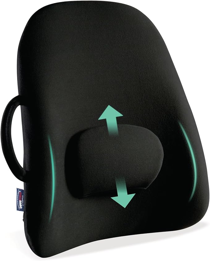 ObusForme Lowback Backrest Support – Lower Back Padded Seat Cushion and Lumbar Support Pillow, Portable Posture Support with Soft and Durable Foam