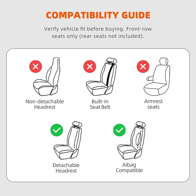 KEYOOG 2-Seater Waterproof and Breathable Nappa Leather Car Seat Covers Full Set, Fit for Front Seats of Cars, Compatible with Airbags, Car Seat Protector Covers for Most Cars - Beige
