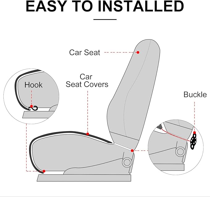 surpassme Car Seat Covers Universal Seat Covers for Car Accessories with Storage Pockets, Car Front Seat Covers and Rear Bench Coverfor Automotive, SUV, Truck, and Van(Black)