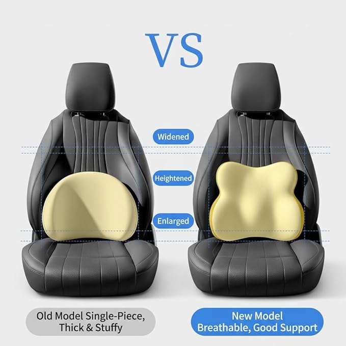 Car Headrest Pillow & Lumbar for Audi RS Q3 Sportback F3 SUV Coupe 2019-2024, Car Seat Neck Pillow Back Support, Breathable All-Season Automotive Seat Cushions, 2PCS,A Black
