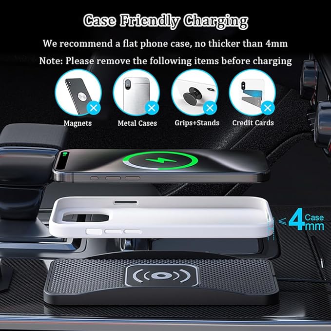 Wireless Car Charger Pad for Ford Explorer 2000-2026, Type-C/USB 20W Car Wireless Charger Non-Slip Phone Charging Pad Car Accessories,B 30cm Cable USB Plug