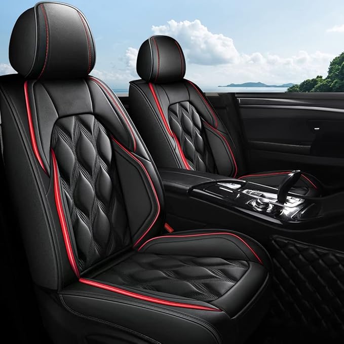 AOMSAZTO Car Seat Cover 2 Front Seat Fit for Subaru Impreza 2012-2025 2026 Leather Car Seat Cushion Protector Compatible Airbag Waterproof Automotive Seat Covers Black