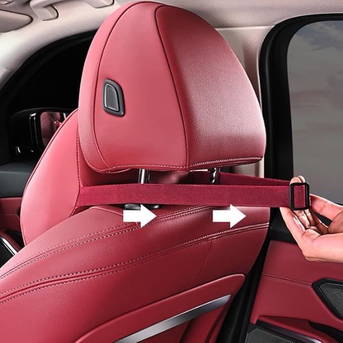 for Chevy Silverado 2007 2008 2009 2010 2011 2012 2013 Leather Car Seat Headrest Lumbar Cushion, Lumbar Support Pillow for Car,for Driving Traveling Relieving Neck Fatigue,2-B Black