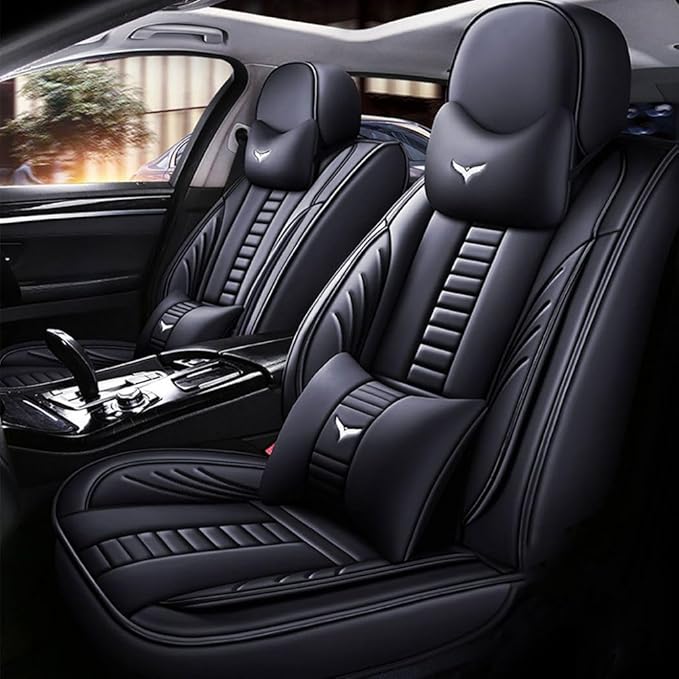 for Chevy Equinox Seat Covers 2005-2026, Full Coverage Customized Car Seat Covers, Premium Leather Waterproof Stain-Resistant Easy to Install (Luxury 5 Seats, Black)