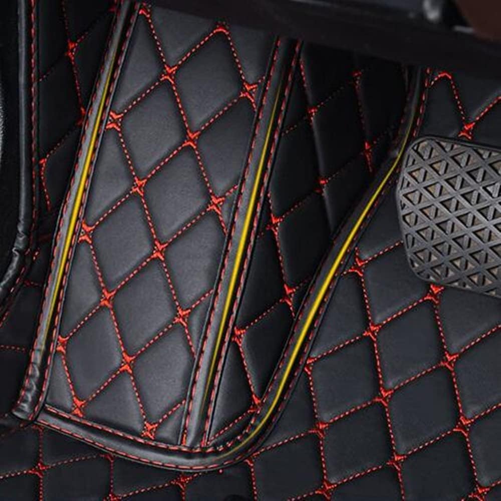 Custom All-Weather Protection Luxury Leather Floor Mats for Cars SUVs Trucks According Anti-Slip Leather Floor mats ﻿ (40,Striped Brown)