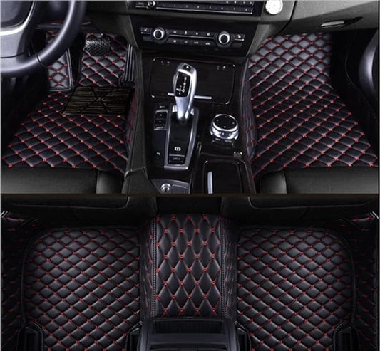 Custome Car Mats Accessories All Weather Floor mats Compatible with Automotive Floor Mats Passenger car mats (Black red)