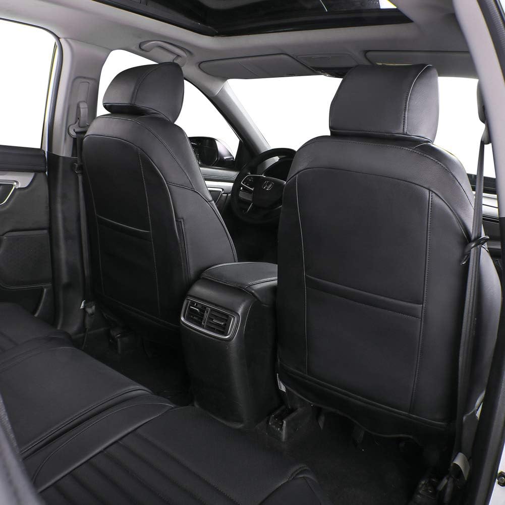 EKR Accord Car Seat Covers for Honda Accord 2023 2024 2025 EX,SE &2023-2025 (Hybrid) Sport,EX-L,Sport-L,Touring,(Rear Row W/40/60 Split Backrest),Leather Seat Covers for Trucks Full Set (Black)