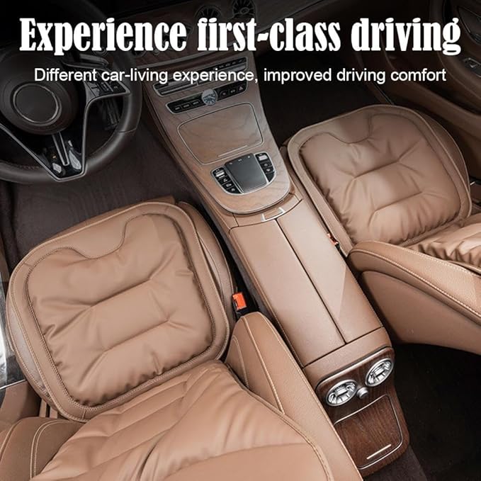 Skin-Friendly & Dirt-Repellent Leather Seat Cushions, 2026 Car Seat Cushion for Driving, 1.57" Thick Comfort Seat Protector, Universal Non-Slip Memory Foam Pad for Car (Black, Front Seat Cushion)