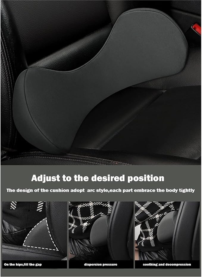 Memory Foam Car Seat, Car Lumbar Support Pillow Tailbone Support Cushions, Back Pad Massager Waist Cushion for Car Seat, Office Chair(1 Pink)