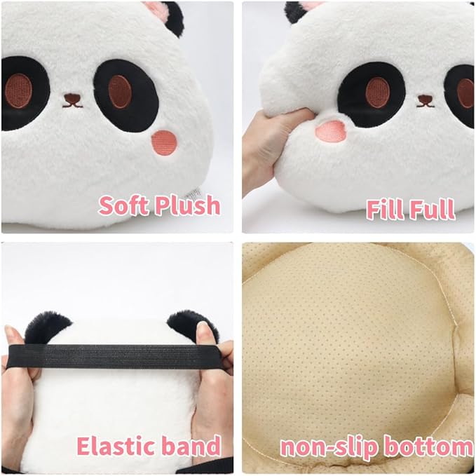 Cartoon Car Seat Cushion Lumbar Support Pillow and Neck Pillow, Cute Car Seat Pillow Headrest Pillow Back Support for Driving Fatigue Relief,for Office Chair Truck SUV (Panda Headrest)