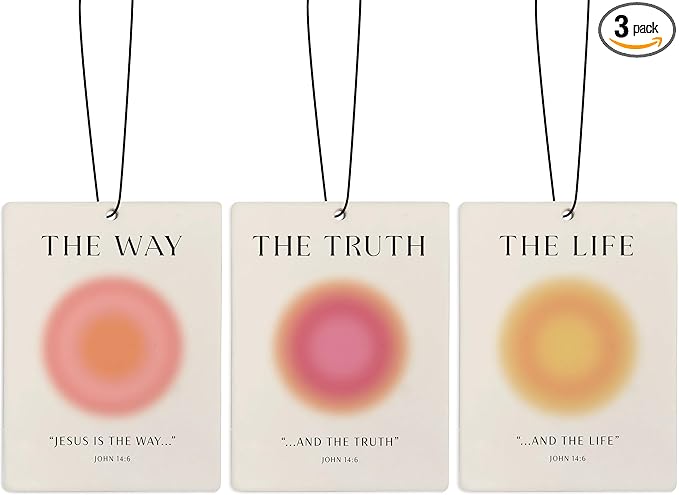 Pink Aura Christian Car Air Freshener, Funky Y2K Bible Verses Air Freshener Hanging 3 Pcs for Cars Closet Drawer or Books, Religious Christian God Jesus Car Accessories Mirror Decor for Women