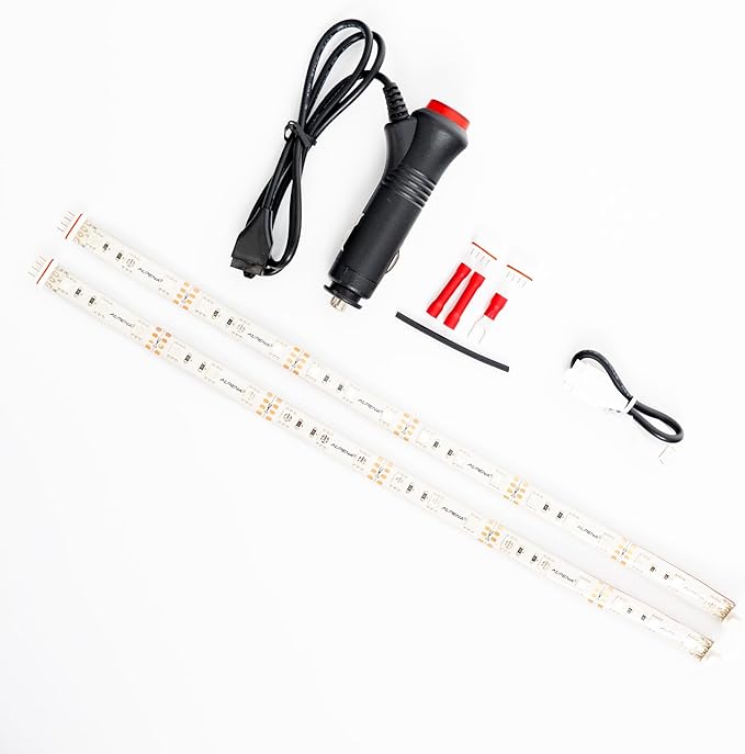 Alpena MAX LED Light Strip Starter Kit – EZ-Link Modular 12V Plug-and-Play Lighting for Cars & Trucks, Interior/Exterior Stick-On Light Bars, 2×12” Weatherproof Strips, Green