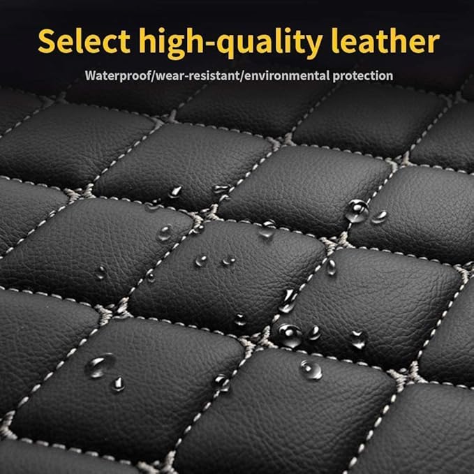 Custom Car Floor Mat Compatible with 97% Car Models Luxury Leather All Weather Waterproof Anti-Skid Full Coverage Car Mats (Gray)