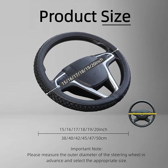 Size 16-20 Inch Ice Silk Ventilation Multi-Style Comfy Grip Steering Wheel Cover for Truck, Bus, Big Rig Trucker,SUV， Anti-Slip Design 16-20 Inch (Brown, 17)