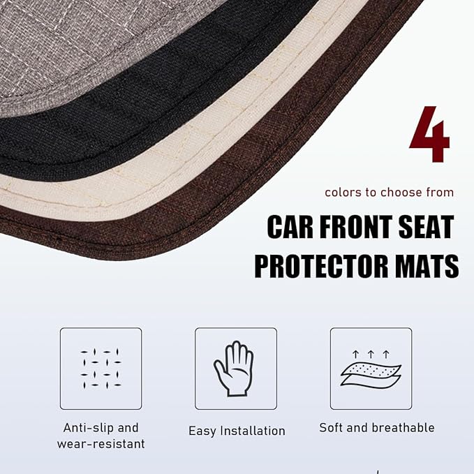 4PCS Car Seat Cover Pad, Breathable Auto Front Seat Bottom Cushion Mat & Seatback Cover, Soft Comfortable Vehicle Full Seat Protector, Universal Truck SUV Car Accessories (Gray)