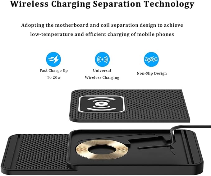 Wireless Charging Pad for Car for BMW X3 F25 2011-Present, 20W Fast Wireless Car Charger Pad Type-C/USB Non-Slip Phone Charging Mat,B 30cm Cable USB Plug